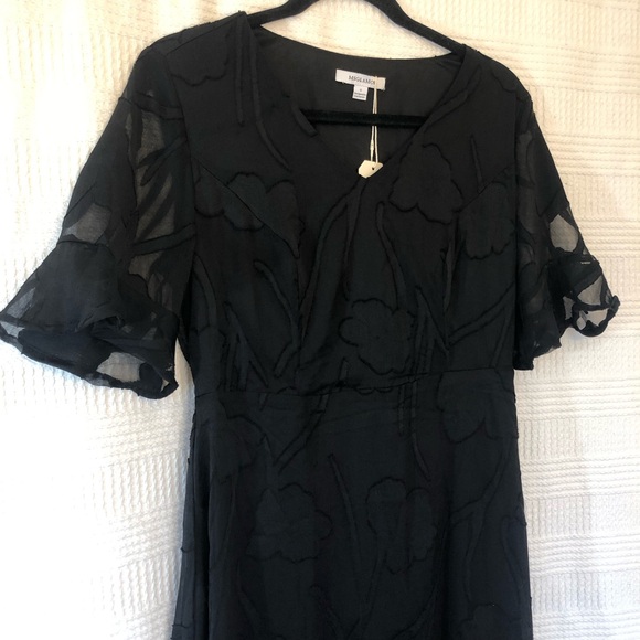 MSGLAMOR Ruffle Flutter Lace Maxi Dress Black NWT. Women’s sz Small - Picture 5 of 14